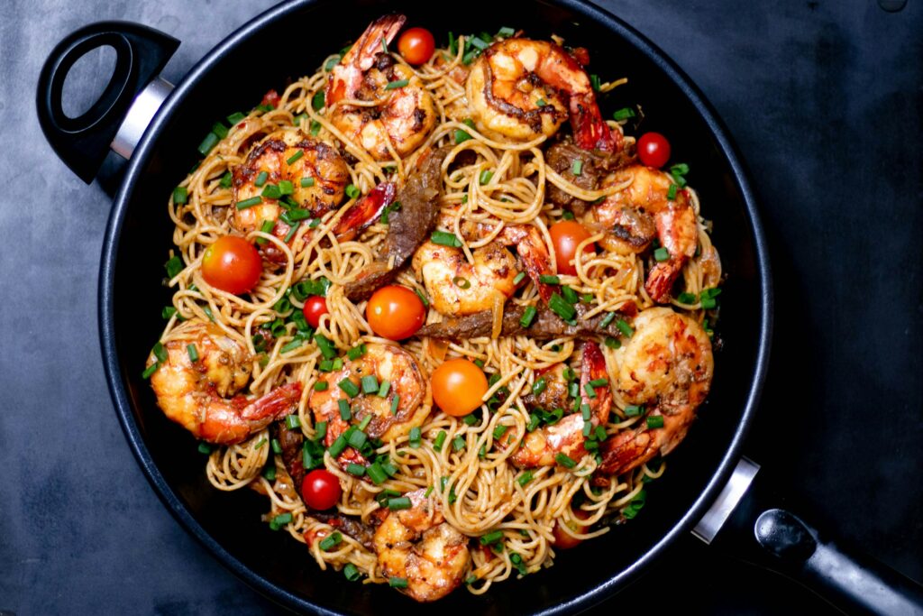 Pasta mit Garnelen